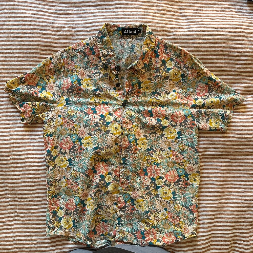 Atlanl Medium Mens Short Sleeve Floral Print Shirt